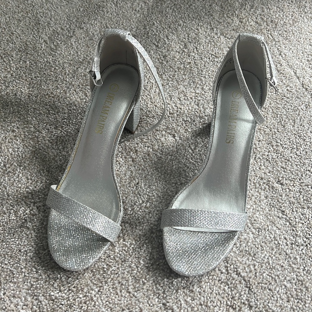 Wedding Shoes silver glitter block heel